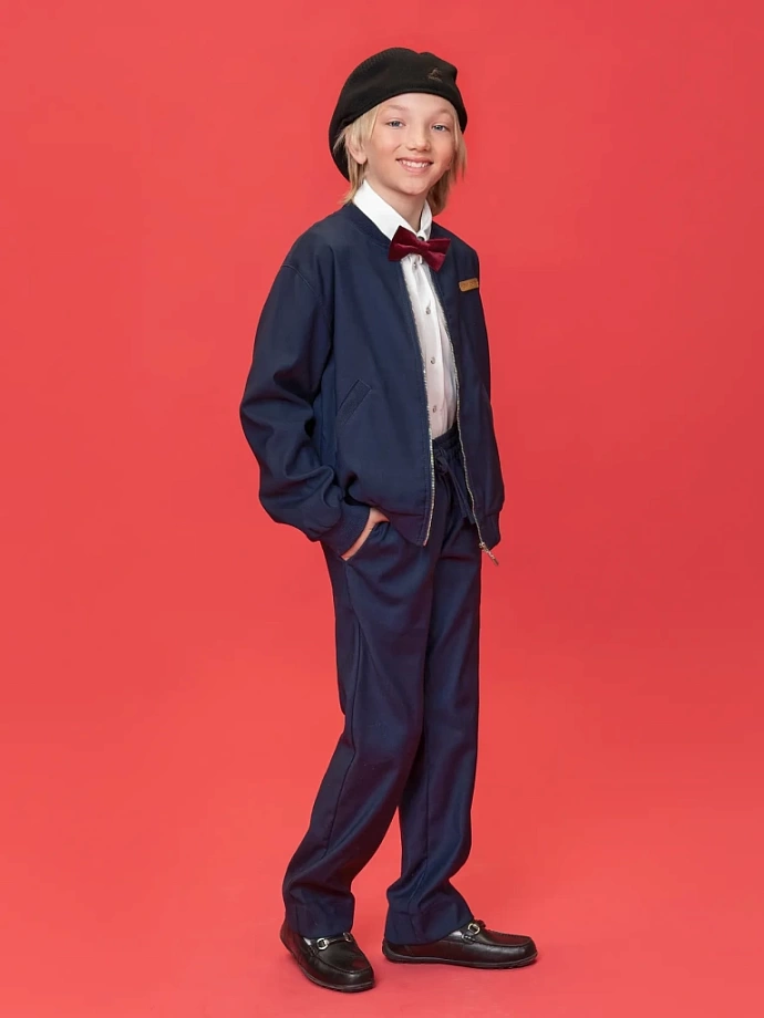 Брюки с поясом на резинке и шнурком в цвете: Синий Ole! Twice - фото 3