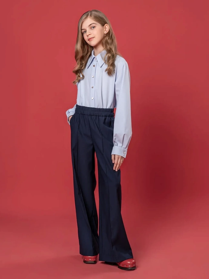 Рубашка укороченная с длинным рукавом в цвете: Голубой Ole! Twice - фото 4