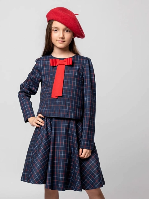 Комплект блуза со СЪЕМНОЙ  брошью из репса  и юбка-солнце