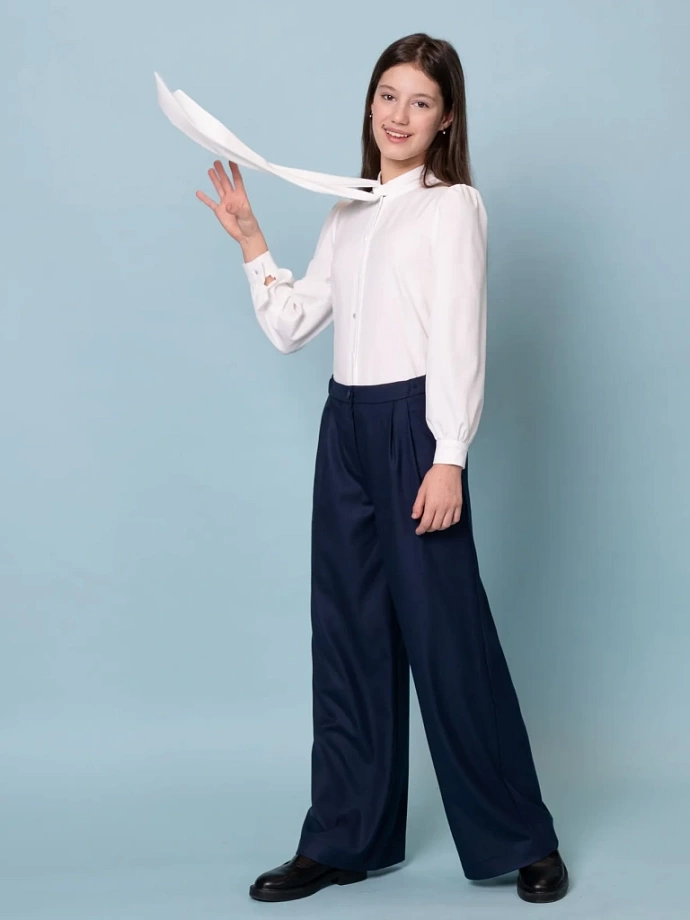 Брюки школьные широкие (палаццо) в цвете: Синий Ole! Twice - фото 5