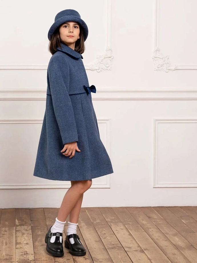 Пальто демисезонное для девочки + шляпка в цвете: Синий Ole! Twice - фото 7