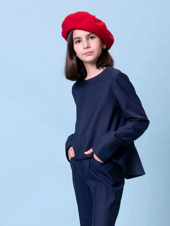 Блуза двойная с акцентным воротником в цвете: Синий Ole! Twice - фото 8