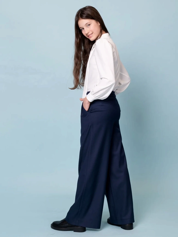 Брюки школьные широкие (палаццо) в цвете: Синий Ole! Twice - фото 2