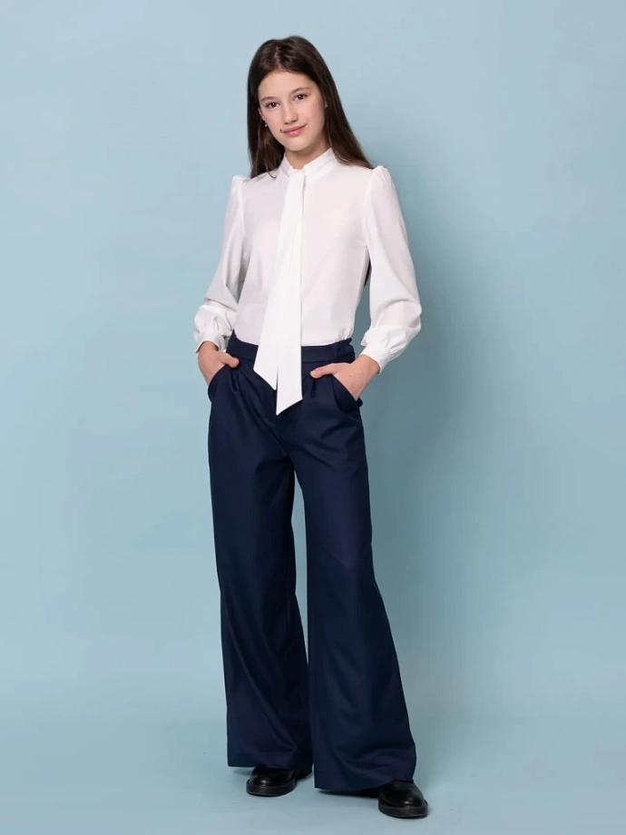 Брюки школьные широкие (палаццо) в цвете: Синий Ole! Twice - фото 4