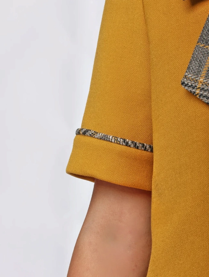Комплект жакет с коротким рукавом и юбка в цвете: Горчичный Ole! Twice - фото 3