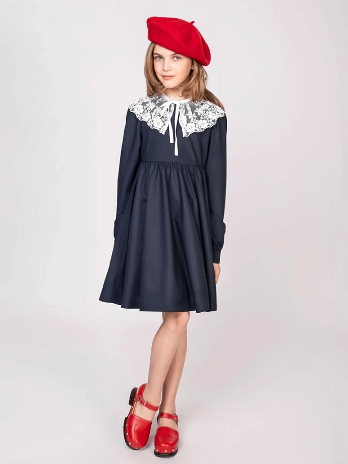 Платье со съемной брошью-бантом в цвете: Синий Ole! Twice - фото 7