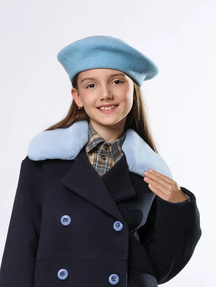 Пальто со съемным воротником и натуральным утеплителем в цвете: Синий Ole! Twice - фото 2