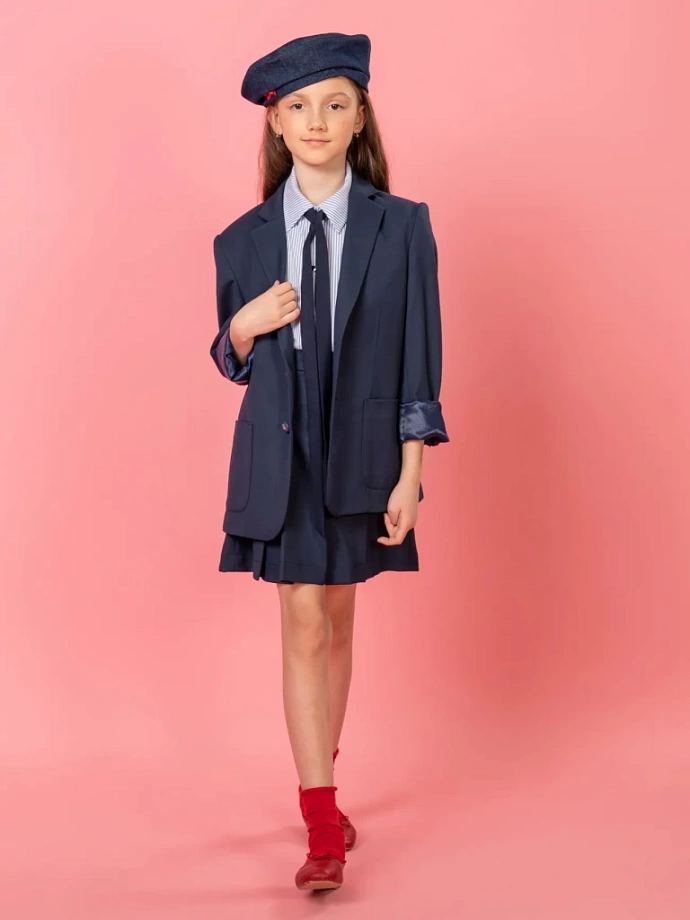 Блуза с коротким рукавом-оборкой, со съемным бантом в цвете: Голубой Ole! Twice - фото 5