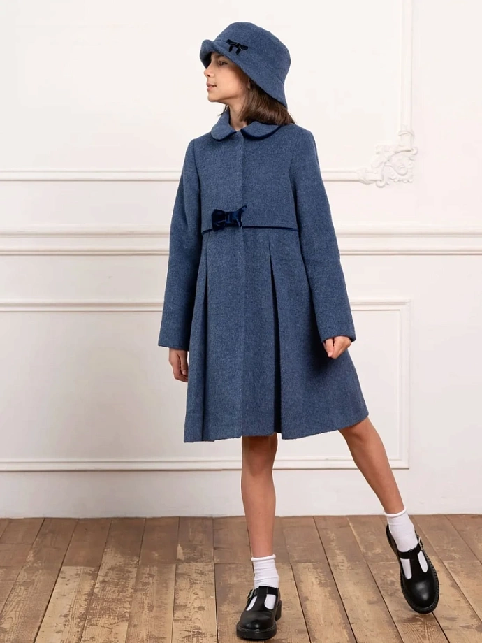 Пальто демисезонное для девочки + шляпка в цвете: Синий Ole! Twice - фото 9