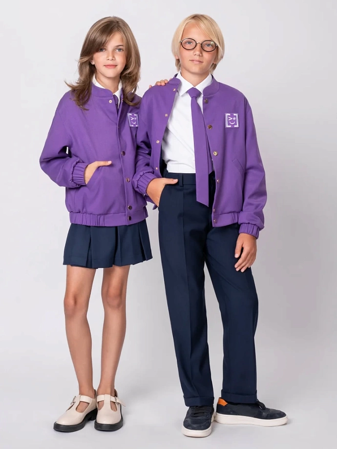 Бомбер из костюмной ткани с Шевроном в цвете: Фиолетовый Ole! Twice - фото 4