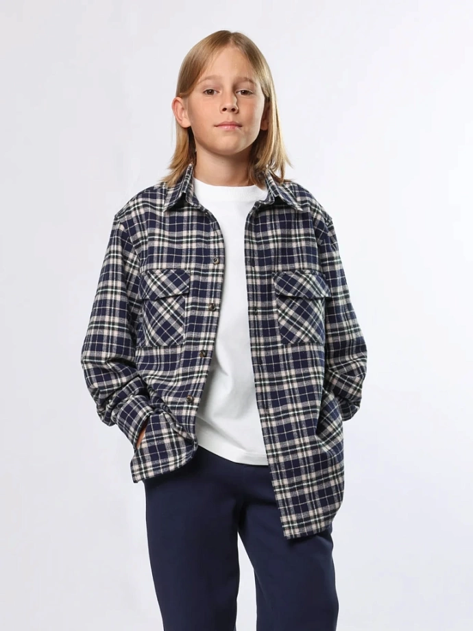 Рубашка из фланели унисекс в цвете: Синий Ole! Twice - фото 7