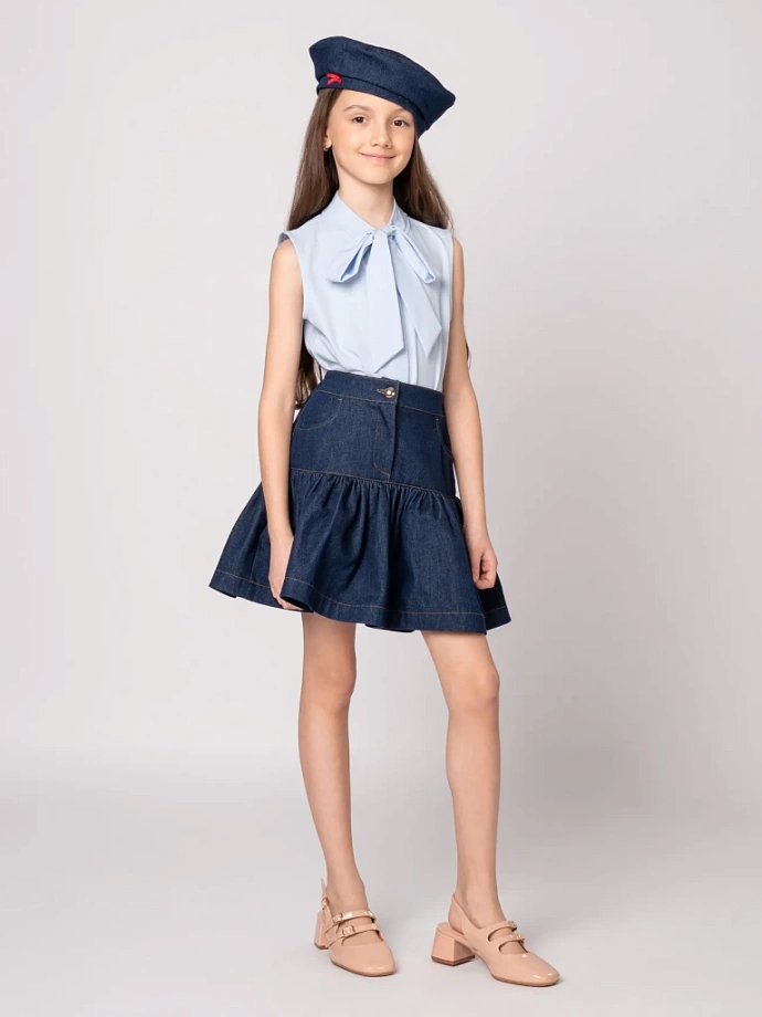 Блуза с бантом, без рукавов в цвете: Голубой Ole! Twice - фото 6