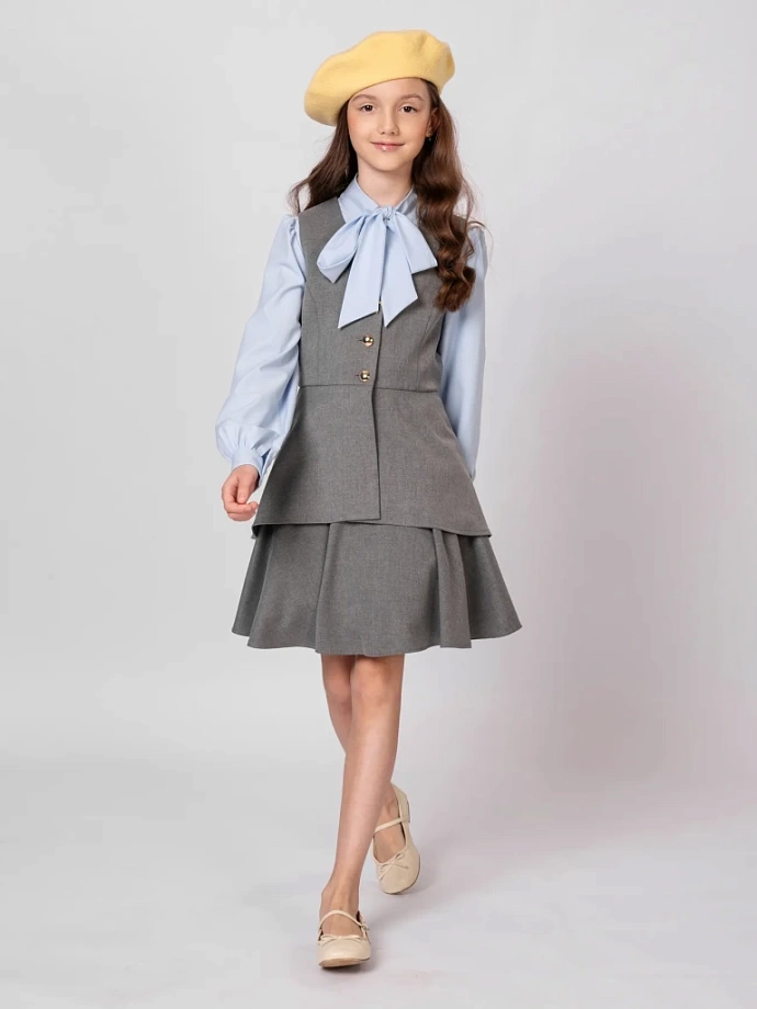 Жилет удлиненный с баской в цвете: Серый Ole! Twice - фото 5