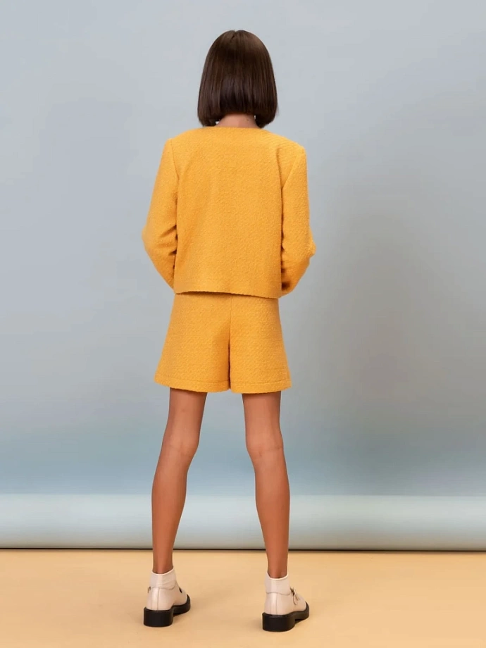 Жакет из твида в цвете: Горчичный Ole! Twice - фото 10