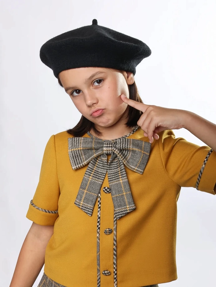 Комплект жакет с коротким рукавом и юбка в цвете: Горчичный Ole! Twice - фото 7