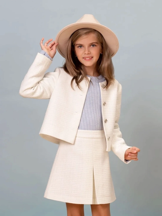 Жакет из твида в цвете: Молочный Ole! Twice - фото 3