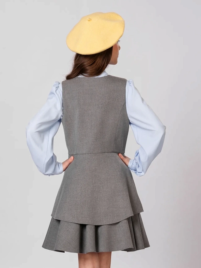 Жилет удлиненный с баской в цвете: Серый Ole! Twice - фото 2