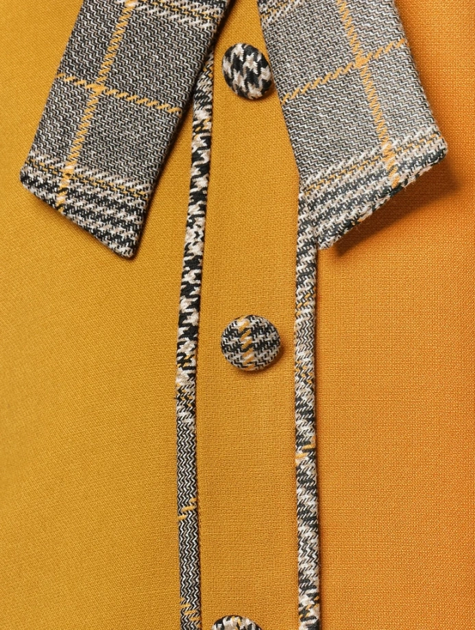 Комплект жакет с коротким рукавом и юбка в цвете: Горчичный Ole! Twice - фото 2