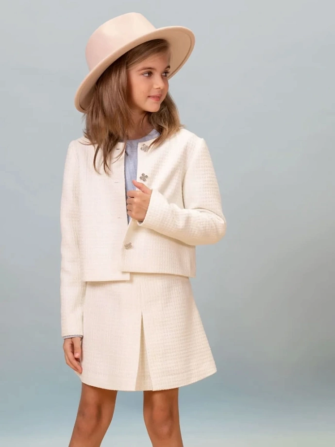 Жакет из твида в цвете: Молочный Ole! Twice - фото 5