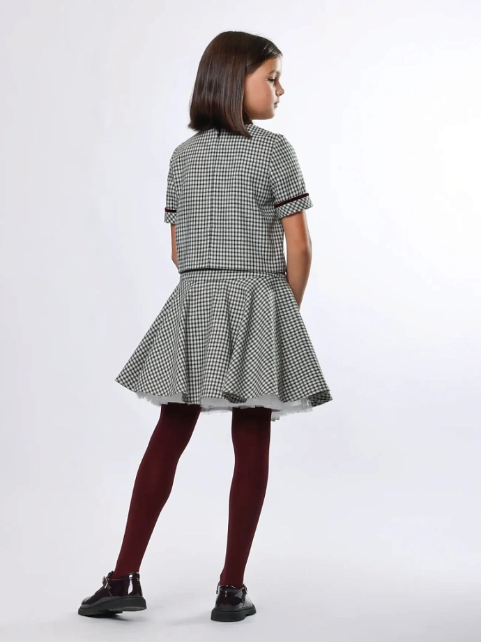 Комплект жакет с коротким рукавом и юбка в цвете: Серо-черный Ole! Twice - фото 5