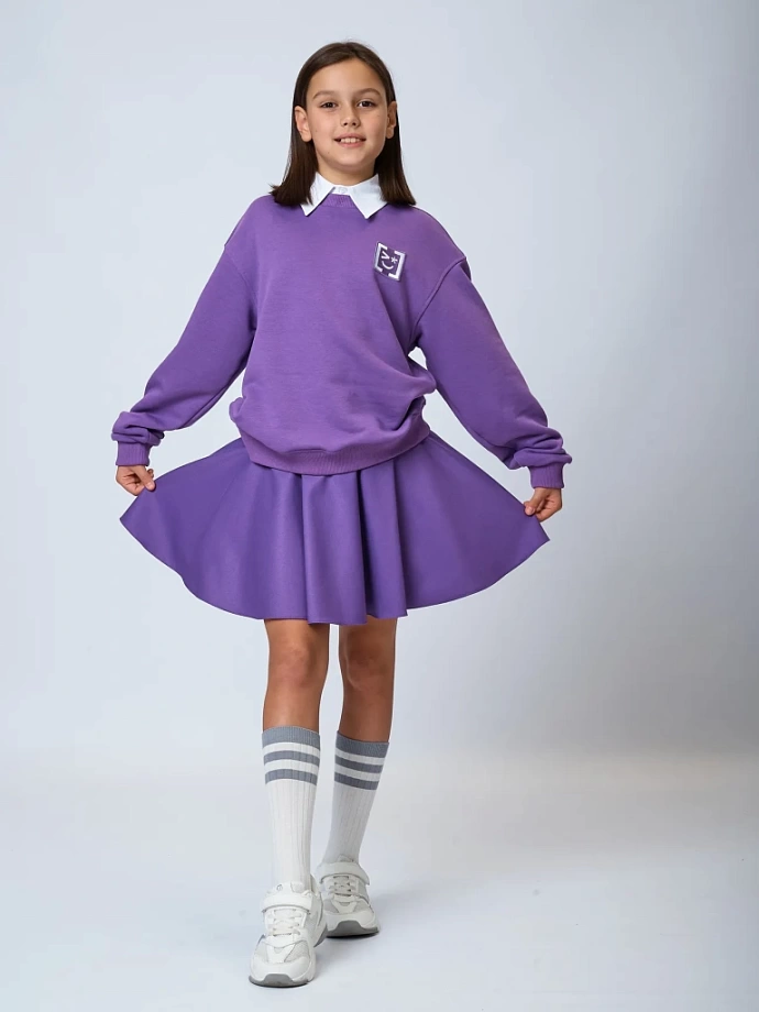 Свитшот со съемным воротником и шевроном в цвете: Фиолетовый Ole! Twice - фото 4