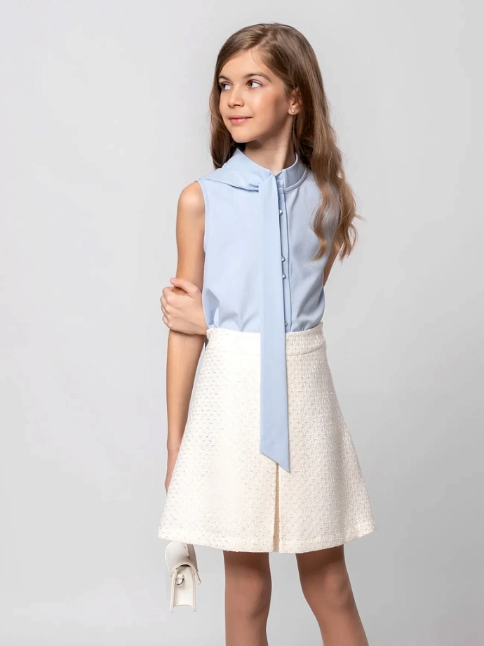 Блуза с бантом, без рукавов в цвете: Голубой Ole! Twice - фото 1