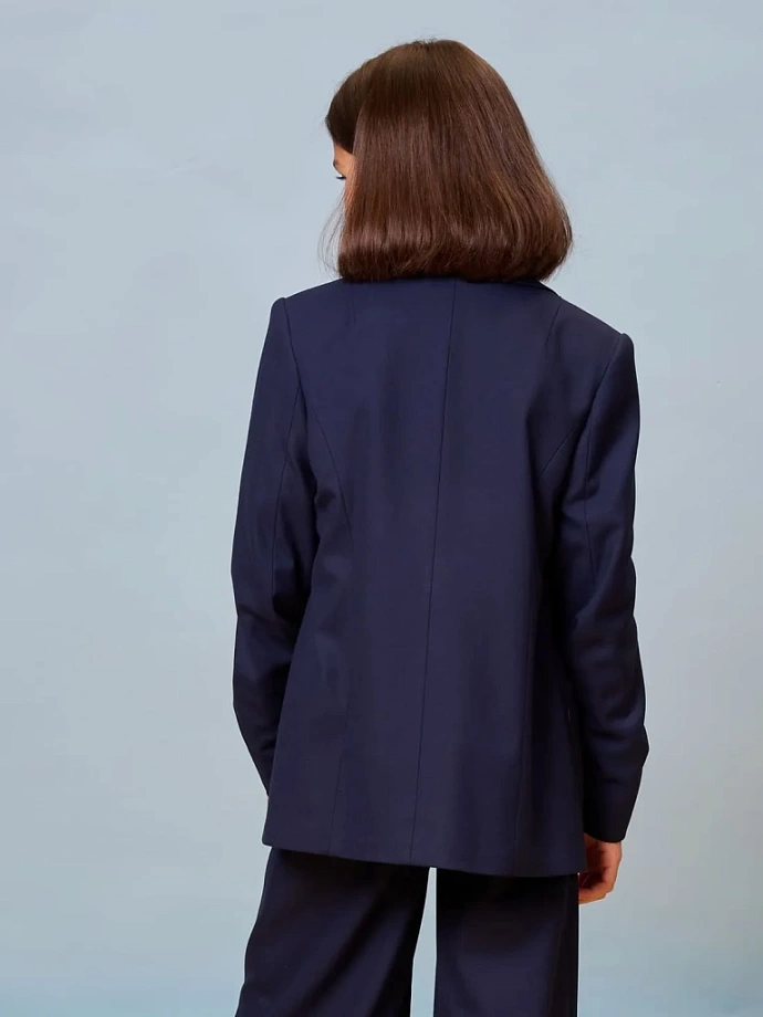 Жакет-пиджак прямого кроя в цвете: Синий Ole! Twice - фото 2