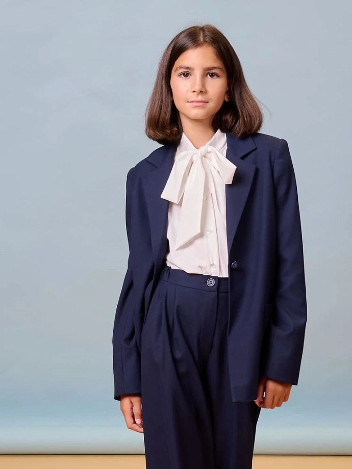 Жакет-пиджак прямого кроя в цвете: Синий Ole! Twice - фото 4