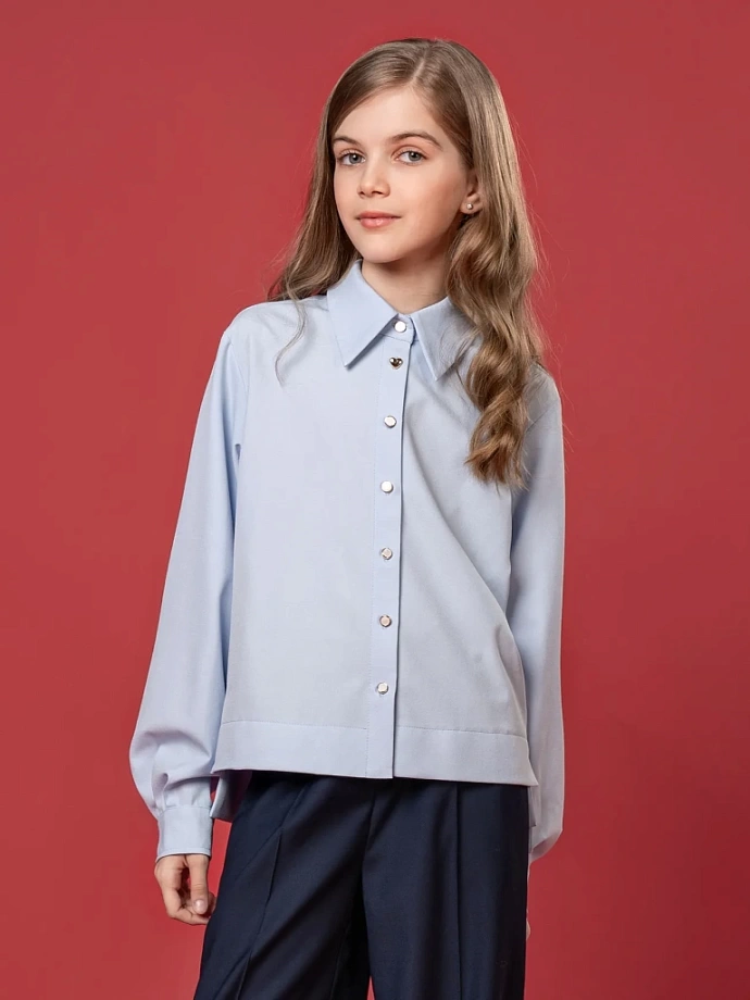 Рубашка укороченная с длинным рукавом в цвете: Голубой Ole! Twice - фото 1