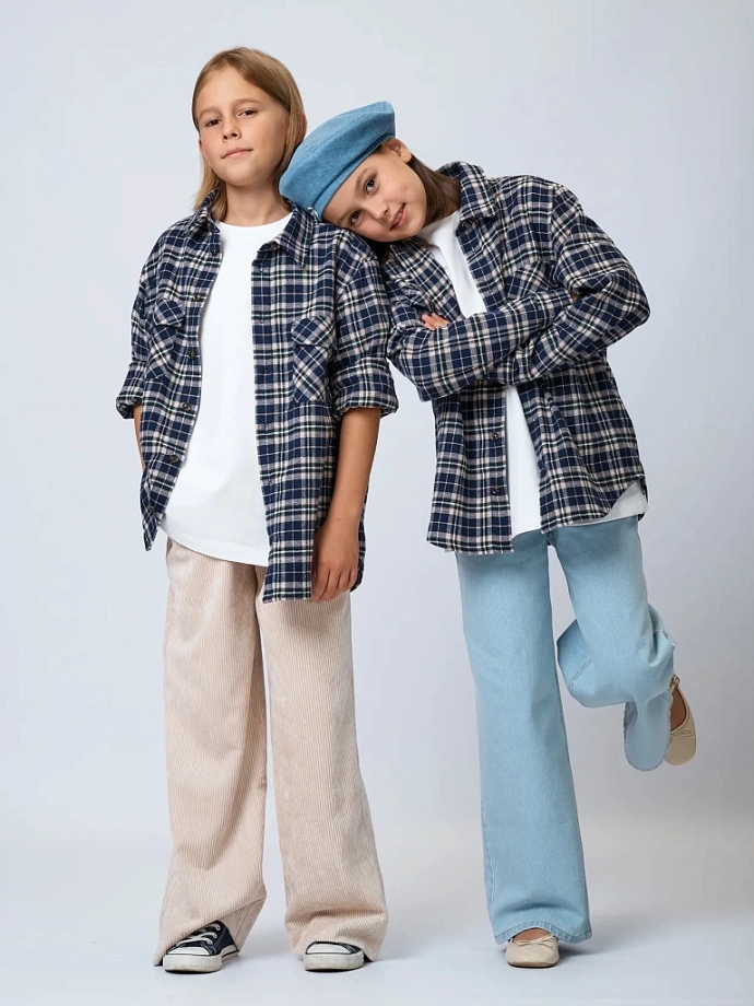 Рубашка из фланели унисекс в цвете: Синий Ole! Twice - фото 1