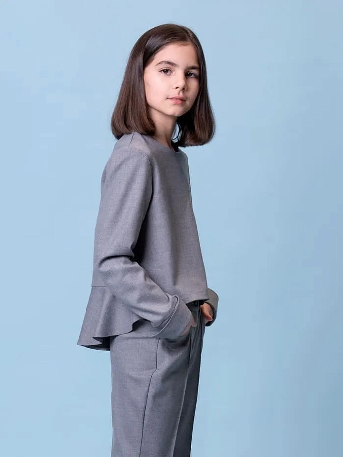 Блуза двойная с акцентным воротником в цвете: Серый Ole! Twice - фото 7