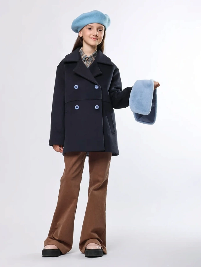 Пальто со съемным воротником и натуральным утеплителем в цвете: Синий Ole! Twice - фото 8