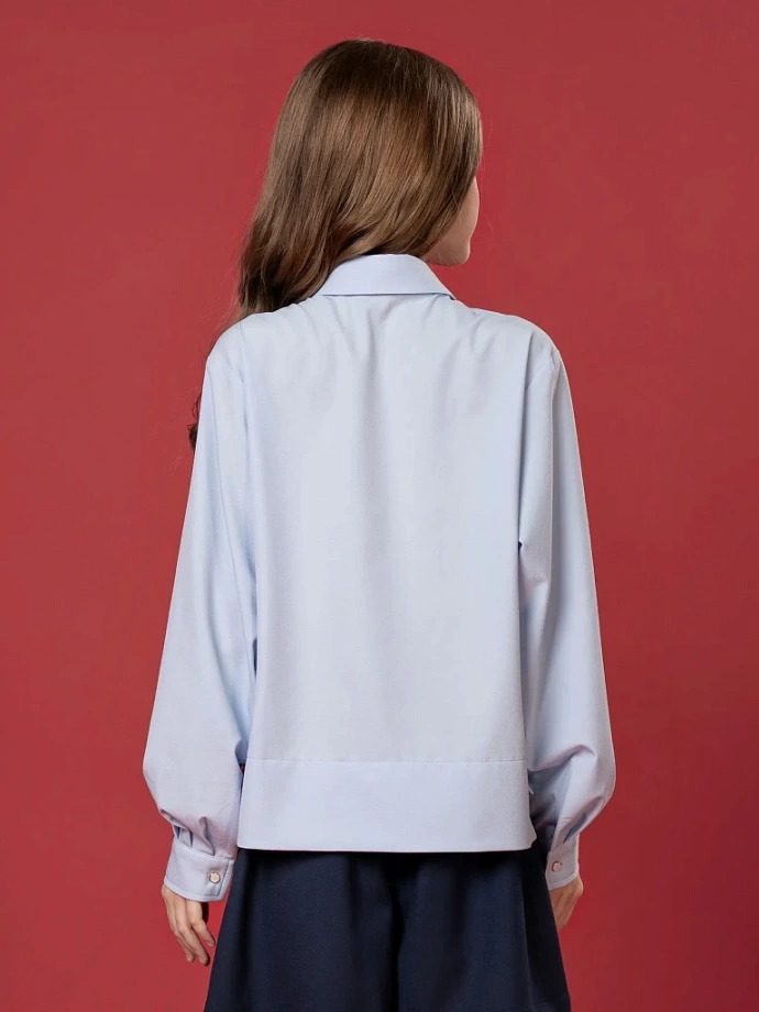 Рубашка укороченная с длинным рукавом в цвете: Голубой Ole! Twice - фото 2