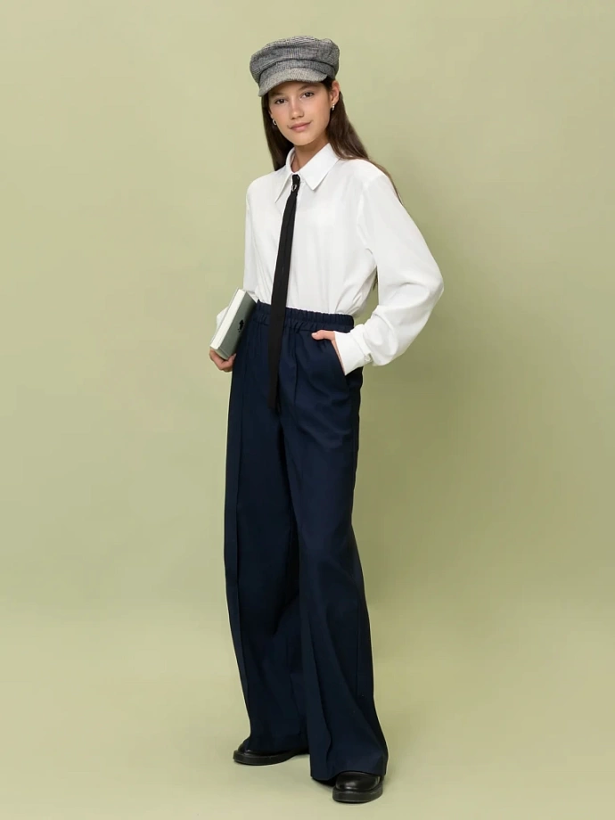 Брюки  широкие (палаццо) на резинке в цвете: Синий Ole! Twice - фото 6