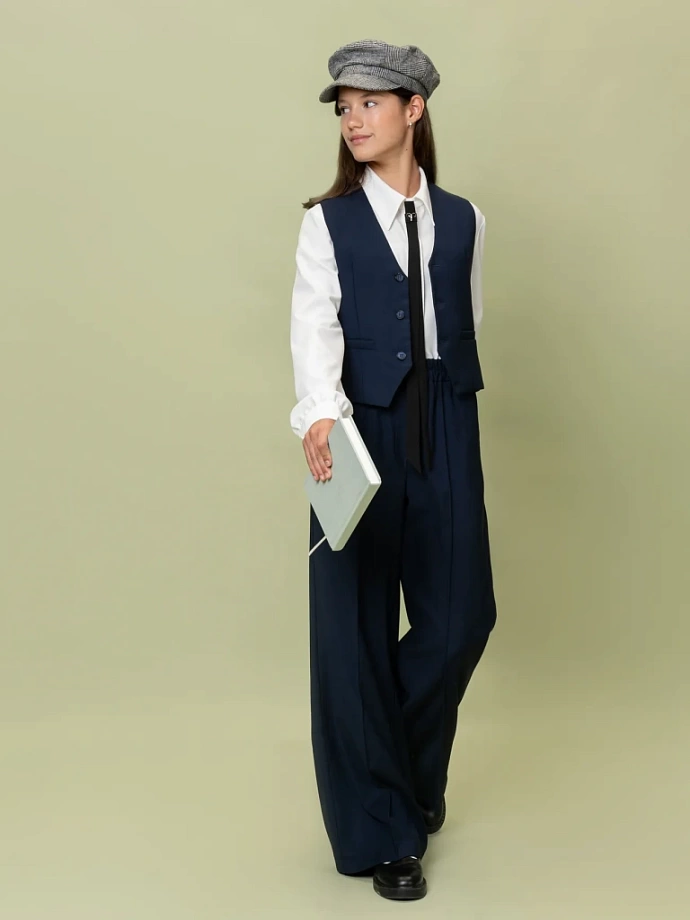 Брюки  широкие (палаццо) на резинке в цвете: Синий Ole! Twice - фото 7