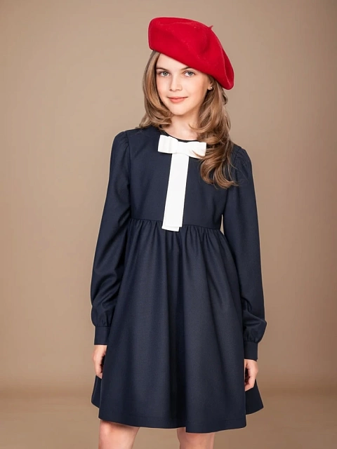 Платье со съемной брошью-бантом