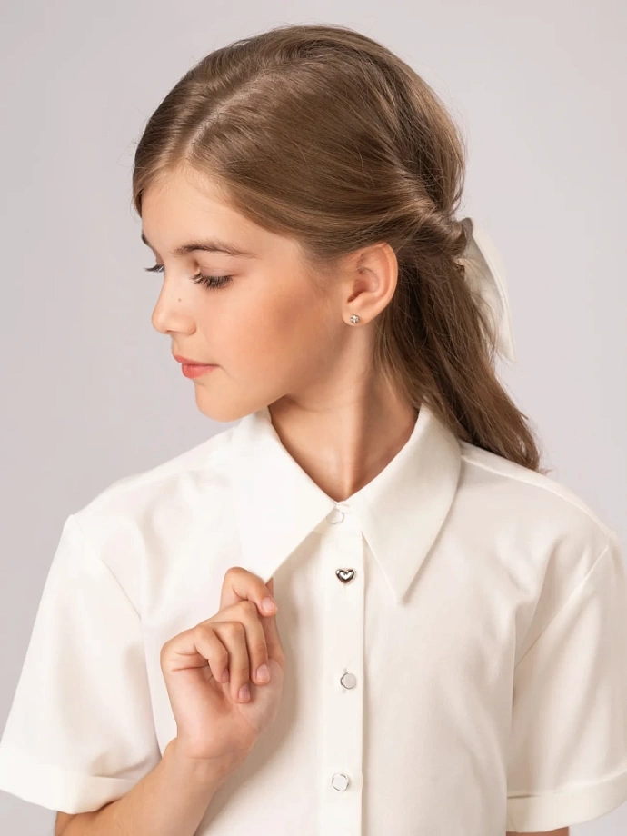 Рубашка укороченная с декоративными пуговицами в цвете: Белый Ole! Twice - фото 3