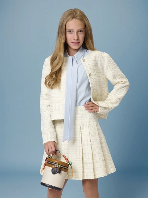 Юбка на кокетке в складку из твида