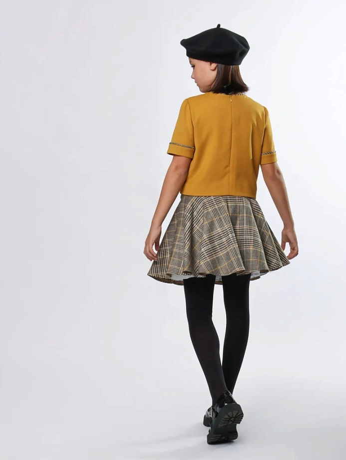 Комплект жакет с коротким рукавом и юбка в цвете: Горчичный Ole! Twice - фото 5