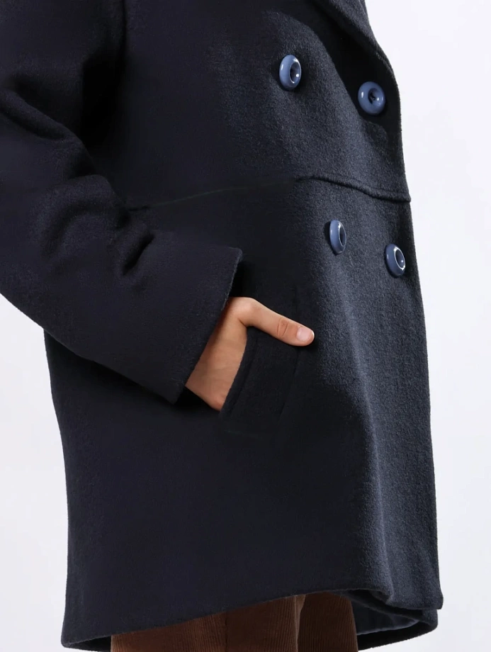 Пальто со съемным воротником и натуральным утеплителем в цвете: Синий Ole! Twice - фото 10