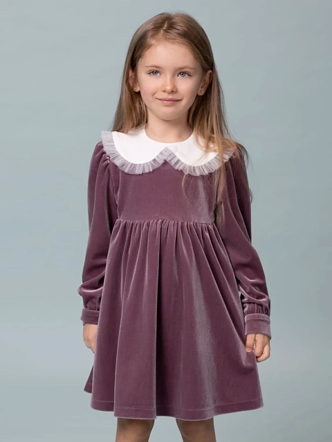 Платье бархатное со съемным воротником