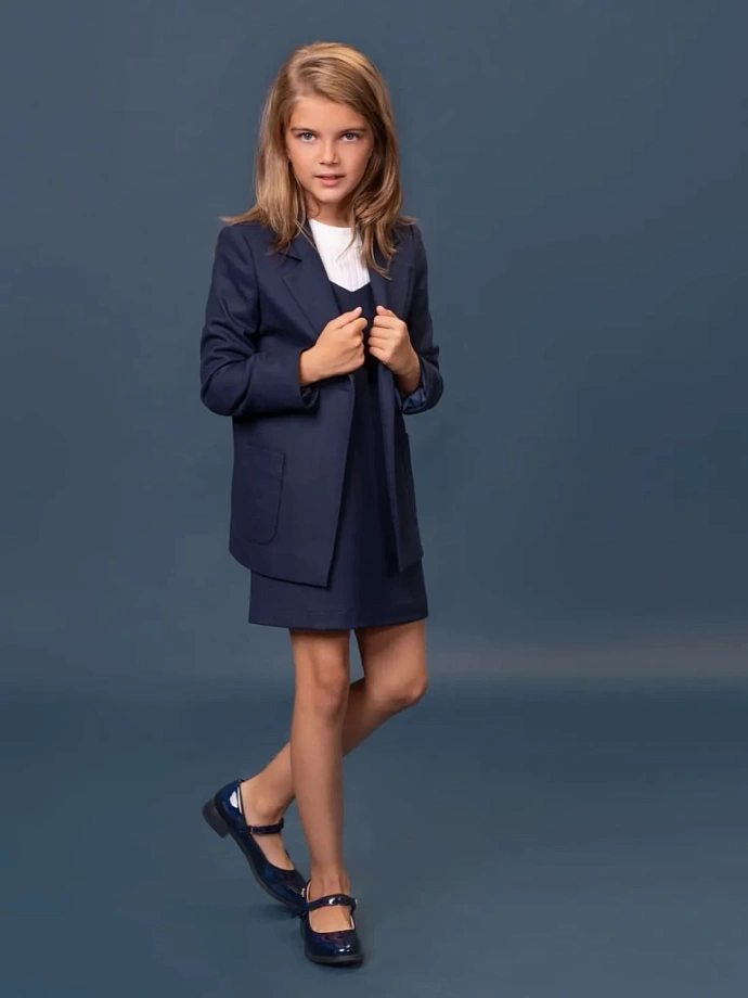 Жакет-пиджак прямого кроя в цвете: Синий Ole! Twice - фото 3